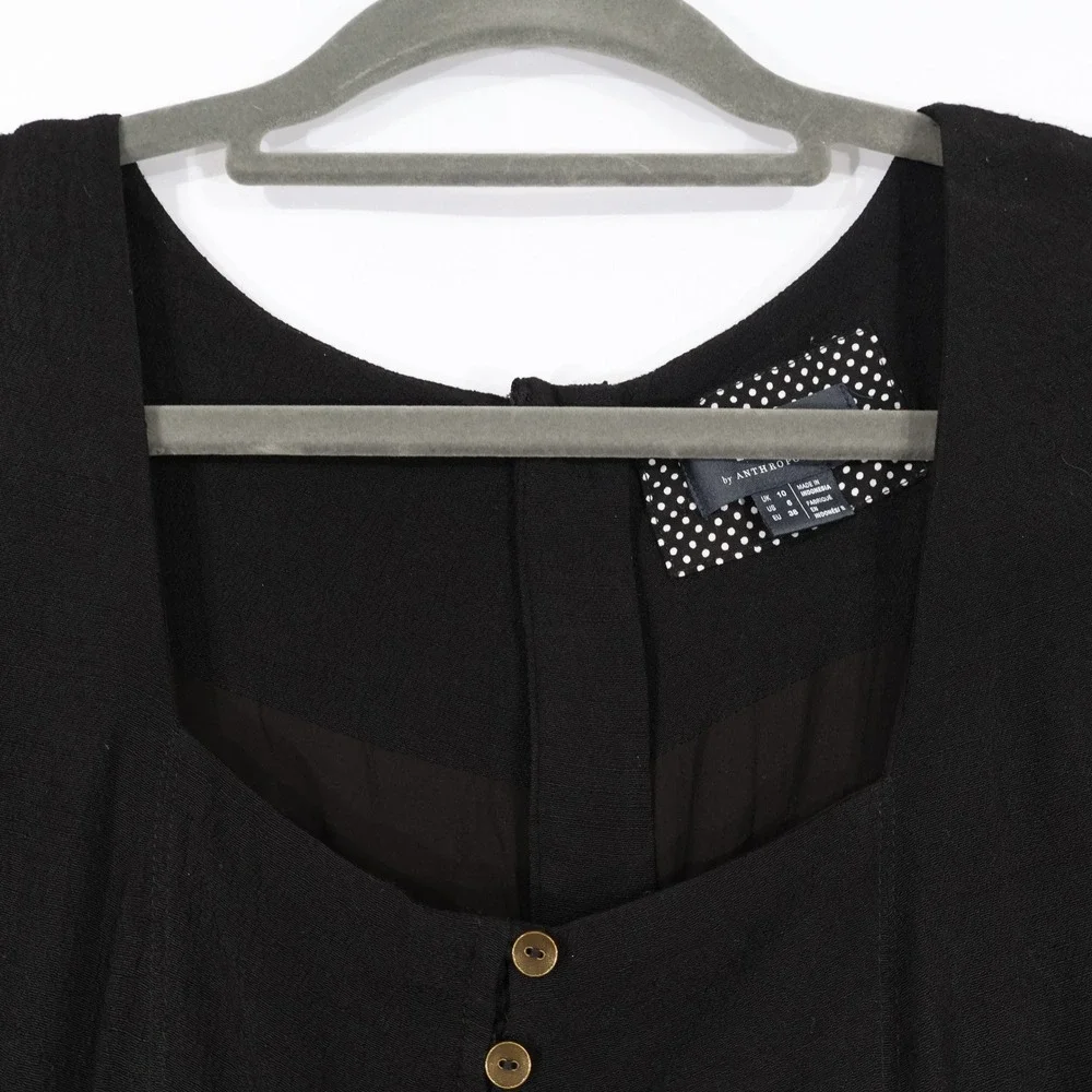 Maeve Anthropologie Jumpsuit Womens 6 Black Wide Leg Scoop Neck Casual Boho